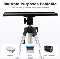 unho Projector Stand Driepoot - Opvouwbare Laptop Stand - Aluminium DJ Rekken - Projector Statief met Plaat en Draagtas - Hoogte Verstelbaar van 49cm-110cm — thumbnail 5