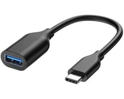 USB-C Male naar USB 3.0 Female adapter kabel connector - voor o.a. telefoon en laptop - 20 CM - zwart