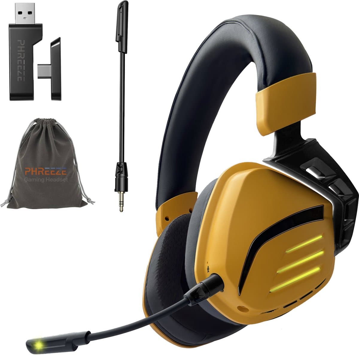 Phreeze GHW3 Gaming Headset met Microfoon - Bluetooth + 2.4Ghz USB C + USB A Dongle - Draadloos - RGB - 7.1 3D Surround Sound - Ultra Low Latency - Geschikt voor PS5, PS4, Nintendo Switch / Switch 2 , PC Headsets PS5 — afbeelding 1