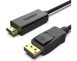 Transnect - DisplayPort naar HDMI kabel - 1920 × 1080 - 1.75M - Compatibel met HDTV, Smart-TV, Projector, Laptop, Desktop, HD-Monitor, Gaming Device - Zwart