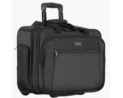 Laptoptrolley, Geschikt voor Laptops tot 17,3 Inch (44 cm), Rolkoffer met Telescopisch Handvat, Notebooktas voor Werk, Reizen en Kantoor, 450 X 210 X 370 mm, Zwart