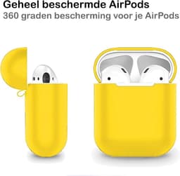 Hoesje - Geschikt voor Apple Airpods 2 - Siliconen Dun Met Clip - Case Cover - Silicone Hoes - Geel — thumbnail 4