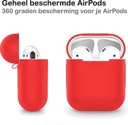 Hoesje - Geschikt voor Apple Airpods 2 - Siliconen Hoes met Clip - Silicone Case Cover - Rood — thumbnail 5
