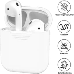 Hoesje - Geschikt voor Apple Airpods 2 - Siliconen Hoes met Clip - Silicone Case Cover - Wit — thumbnail 2