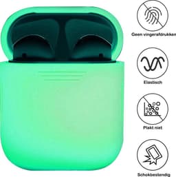 Hoesje - Geschikt voor Apple Airpods 2 - Siliconen Hoes met Clip - Silicone Case Cover - Glow in the dark — thumbnail 2