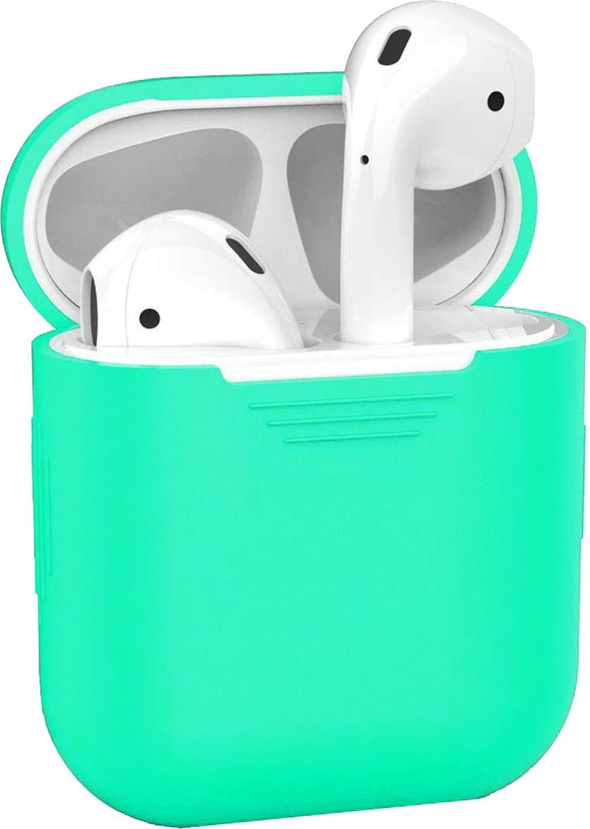 Hoesje - Geschikt voor Apple Airpods 1 - Siliconen Hoes met Clip - Silicone Case Cover - Turquoise — afbeelding 1