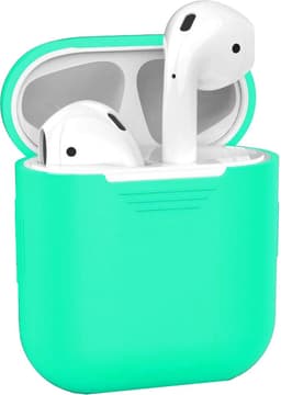 Hoesje - Geschikt voor Apple Airpods 1 - Siliconen Hoes met Clip - Silicone Case Cover - Turquoise — thumbnail 1