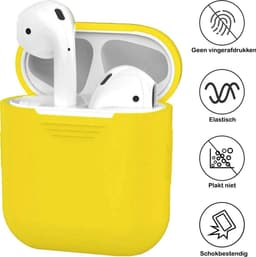 Hoesje - Geschikt voor Apple Airpods 2 - Siliconen Hoes met Clip - Silicone Case Cover - Geel — thumbnail 2