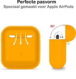 Hoesje - Geschikt voor Apple Airpods 1 / 2 - Siliconen Hoes met Clip - Silicone Case Cover - Oranje — thumbnail 4