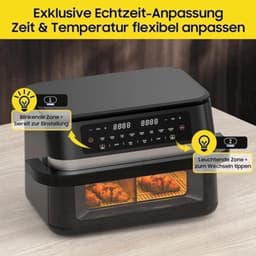 Airfryer – Heteluchtfriteuse – Digitale Friteuse – Gezond Koken – XXL 11L – 2950W Vermogen – Dual-Zone Met Verwijderbare Divider — thumbnail 5