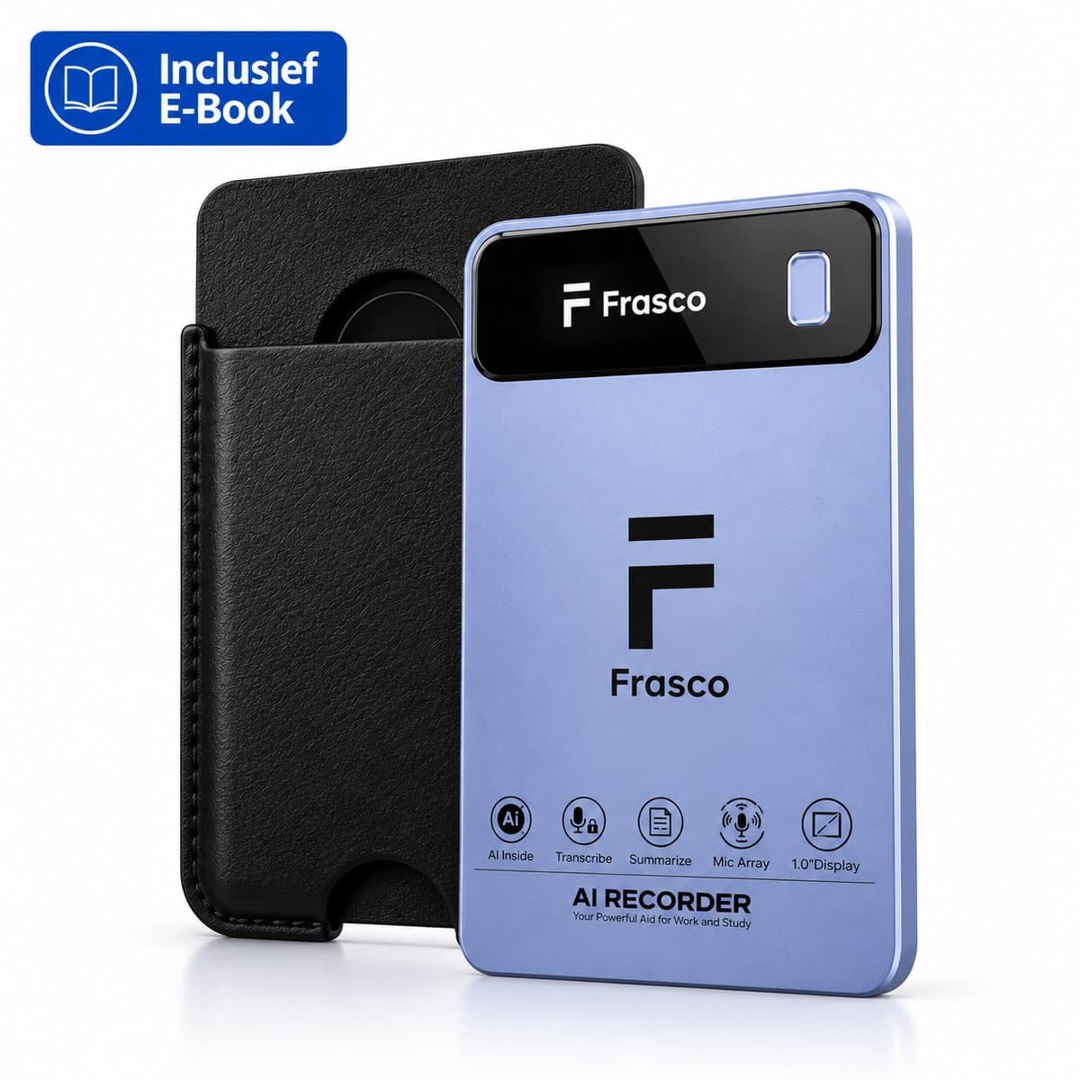 Frasco AI Voice Recorder Pro - Spraakrecorder naar Tekst in 152 Talen incl. Nederlands - 64GB Opslag - 40 Uur Opnametijd - Dictafoon voor Vergaderingen, Colleges & Interviews - Incl. Magnetische Hoes — afbeelding 1