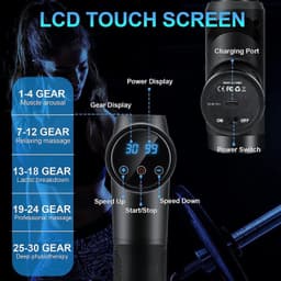 Spiermassageapparaat met 30 Snelheden en 10 Opzetstukken LCD Touchscreen — thumbnail 2