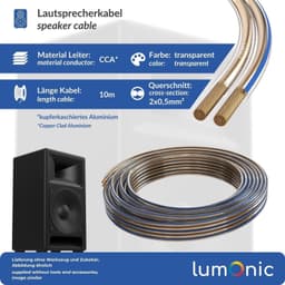 Merkloos Luidsprekerkabel 10m Transparant 2x0.5mm² CCA HiFi Audio — thumbnail 3