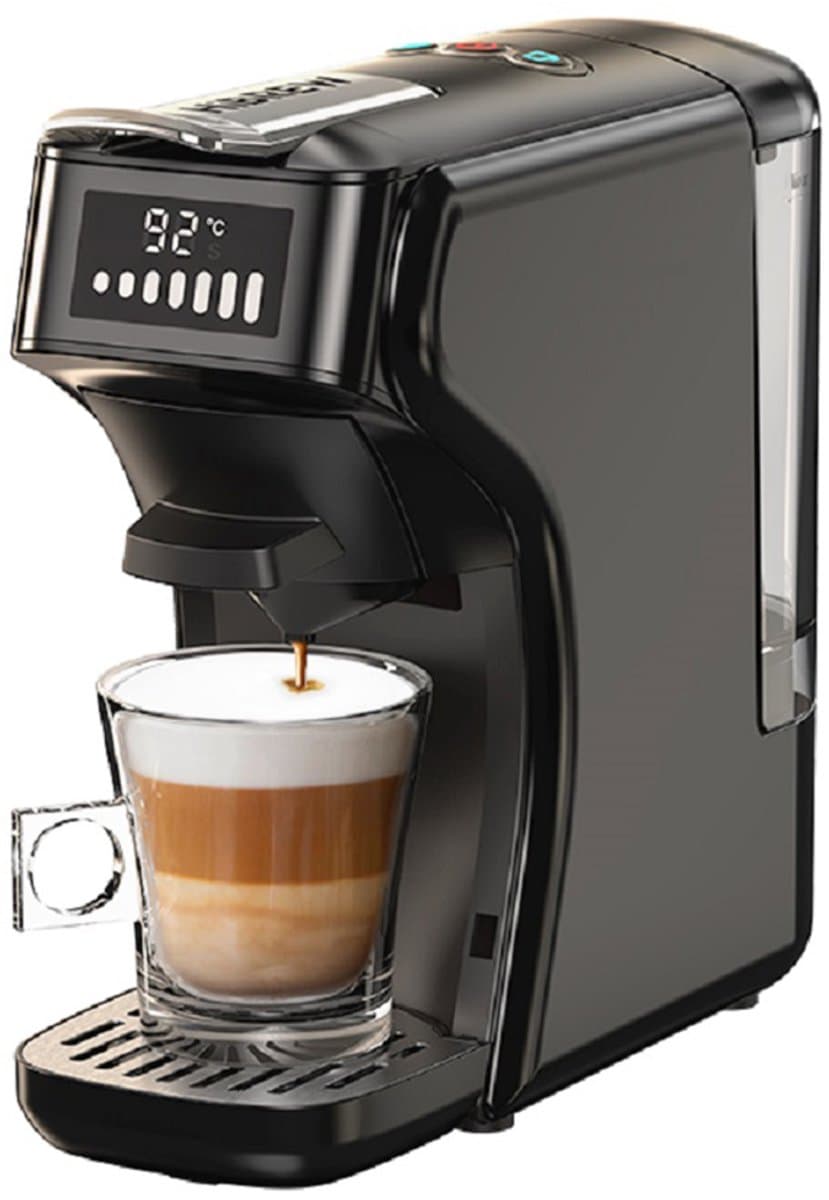 HiBREW H1B koffiezetapparaat met 6 in 1 pads, watertank van 600 ml, drukextractie van 19 bar, koud/warm-modus, LED-indicator, voor Kcup*/Nes*/DG*/espressopoeder — afbeelding 1