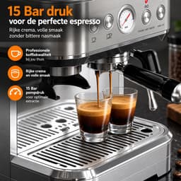 SanaVida - Espressomachine - Koffieapparaat Met Geïntegreerde Molen - Melkopschuimer - 15 Bar - 2,5L Watertank - Semi-automatisch — thumbnail 3