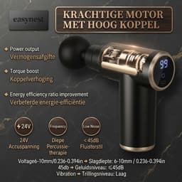 Massage Gun – Massagepistool voor Diepe Weefselmassage – Elektrisch Spiermassage Apparaat met 6 Massagekoppen – Percussie Massage Gun voor Spieren, Sport en Ontspanning – Draagbare Handheld Spiermassager – Stil Massageapparaat — thumbnail 5