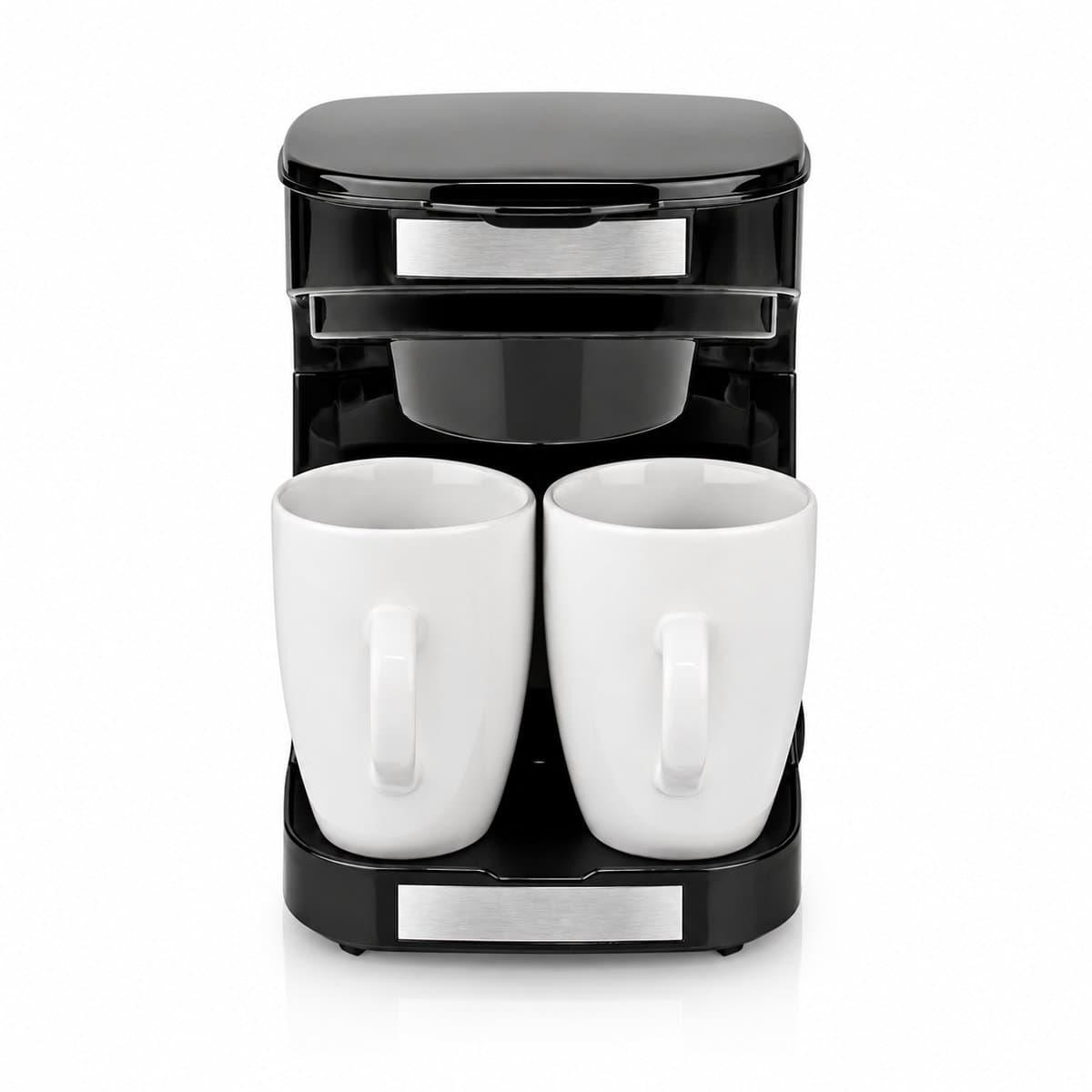 Koffiezetapparaat 2 Kopjes – Compact Filterkoffieapparaat 0,25L – Herbruikbaar Filter – 450W – Zwart — afbeelding 1