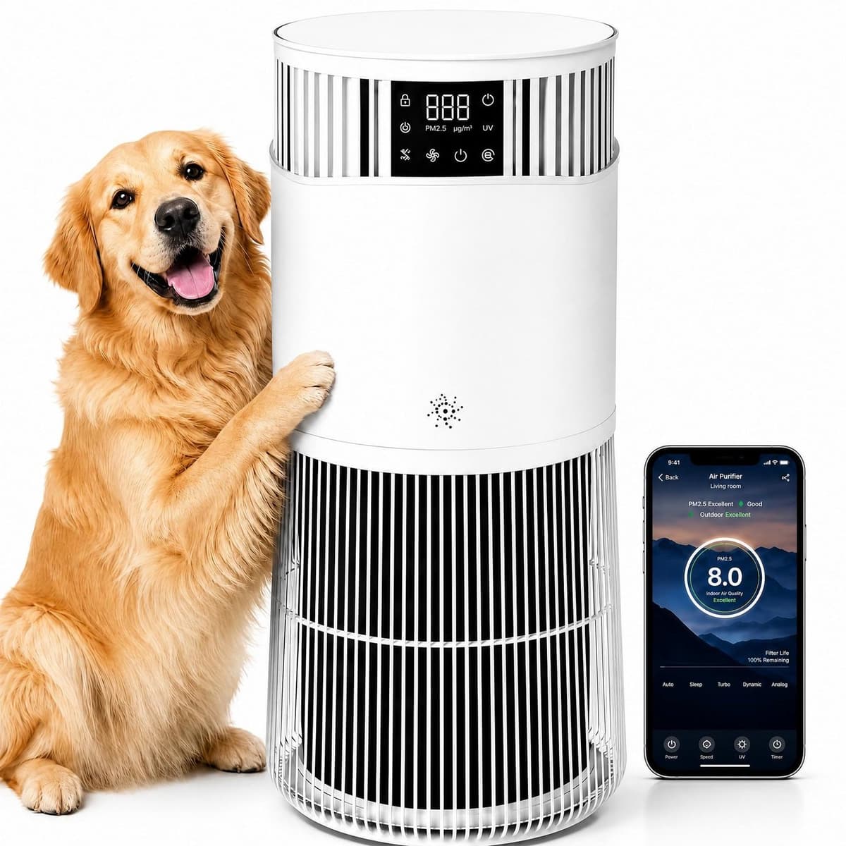 Luchtreiniger HEPA-filter - 490 m³/h Reinigingscapaciteit - 50 m² Oppervlakte - Wit - Voor Allergieën En Stofvrij Huis — afbeelding 1