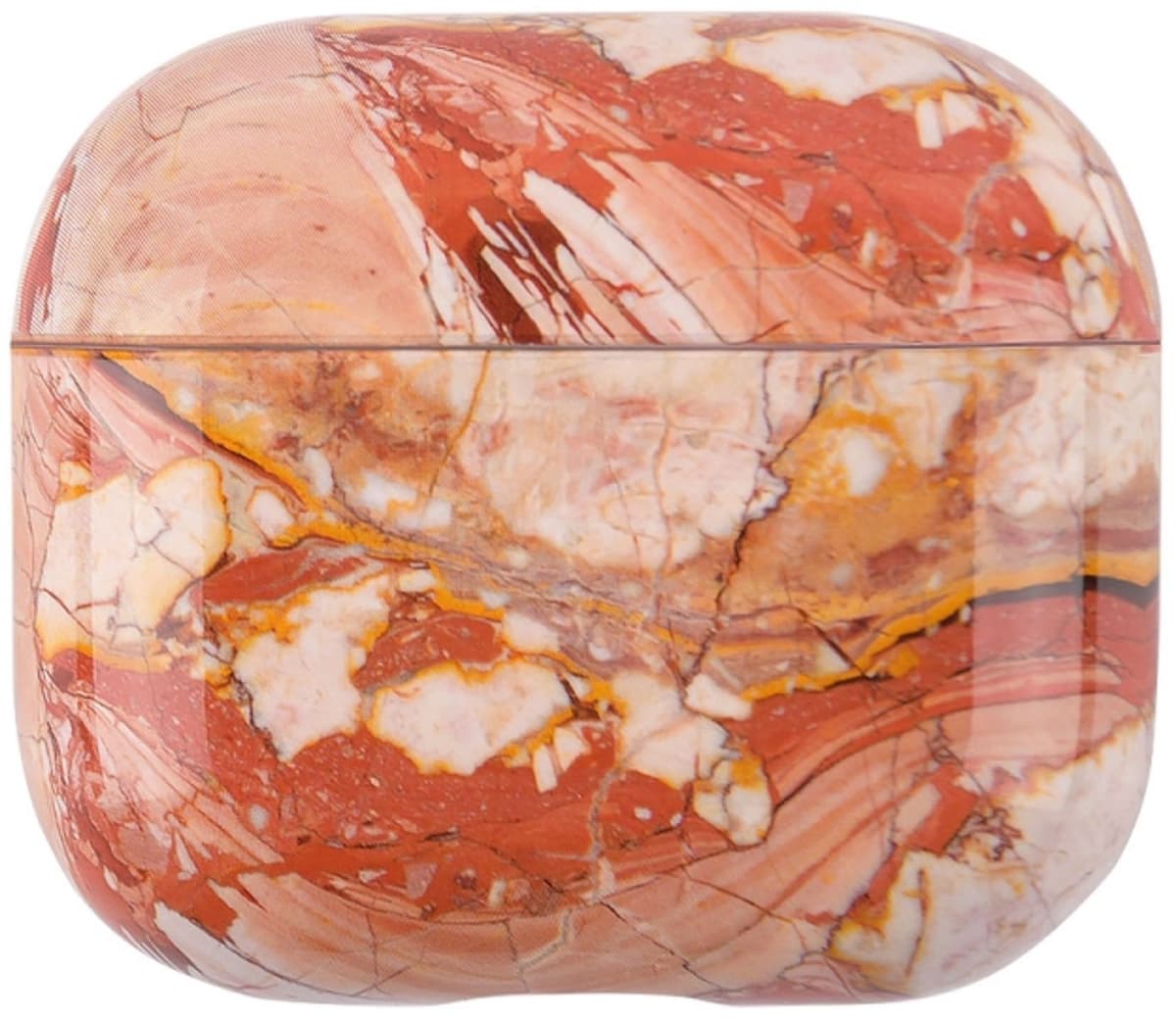 Telestore - hoesje geschikt voor AirPods 5 en AirPods 4 hard case cover - marmer patroon oranje / rood - TPU hoesje Beschermhoes - AirPods 5 en 4 Cover - AirPods 5 / 4 hoesje - Geschikt voor Apple AirPods 5 en AirPods 4 — afbeelding 1