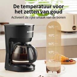Filterkoffiezetapparaat 750 ml – Compact Koffiezetapparaat met Glazen Kan – 600W – 30 Min Warmhoudfunctie – Automatische Koffiemachine voor Thuis & Kantoor — thumbnail 4