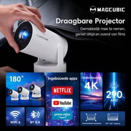 Magcubic® HY300pro Beamer Mini Smart Projector –4K Draagbare Beamers-Native Full HD - 290 ANSI Lumen Home Cinema- Laserprojector Thuisbioscoop- Auto Keystone- iOS&Android 14-Google Playstore&Netflix– WiFi 6 & Bluetooth 5.4 — thumbnail 2