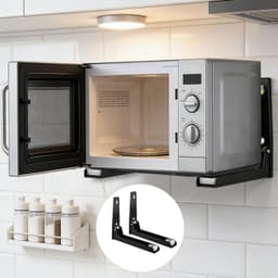 Set van 2 stuks muurbeugel voor magnetron | Verstelbaar roestvrij staal – Houder voor magnetron en mini-oven — thumbnail 4