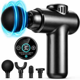 Mini Massagepistool – Massagegun met 30 Snelheden – 4 Massagekoppen – 12 mm Diepe Massage – LCD Touchscreen – USB-C – 1800-3200 RPM – 450 g — thumbnail 1