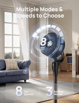 Elektrische Vloer Ventilator - Stille Staande Fan - Ruimte Koelen - Krachtige Luchtcirculatie - Tot 80 ft - Zwart — thumbnail 4