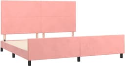 Bedframe met hoofdeinde, roze, 200 x 200 cm, fluwelen familiebed, hotelbed, bedframe voor slaapkamer, hotel, logeerkamer — thumbnail 5