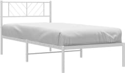 Bedframe met hoofdeinde, metaal, wit, 80 x 200 cm, bedframe voor woonkamer, hotel, slaapkamer — thumbnail 4