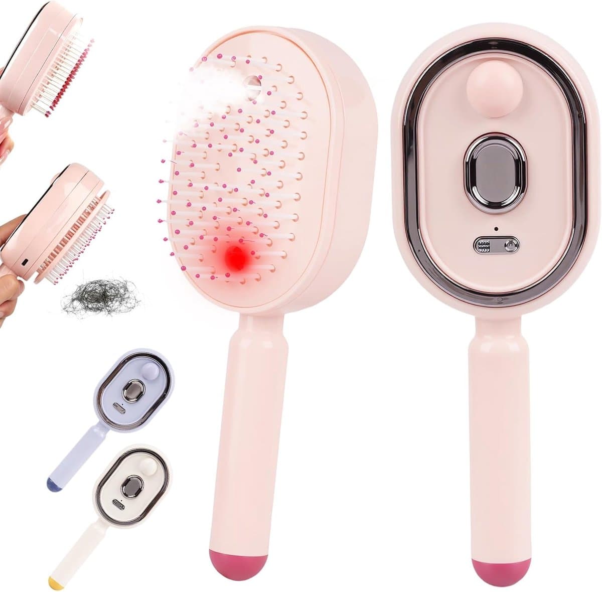 Spray Air Cushion Massage Comb Haarborstel met stoom, 3-in-1 stoomborstel, elektrische USB-C-stoomhaarborstel met 10 ml watertank, antistatisch voor krullend, golvend en glad haar — afbeelding 1