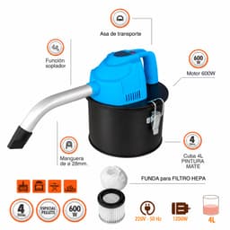 Aszuiger 4L – 600W – HEPA-Filter – Compact 900 g – Elektrisch – Voor Koude As, Pelletkachel, Haard & Barbecue — thumbnail 3
