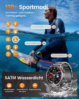 FOSMET Smartwatch - Horloge Heren - AI-Gezondheidsanalyse - ECG,PPG,HRV & SpO2 - 1,75 inch - AMOLED Scherm - 5ATM Waterdicht - 100+ Sportmodi - Stappenteller - Hartslagmeter - Slaapmonitor - Belfunctie - Geschikt voor Android en IOS - Zwart — thumbnail 2