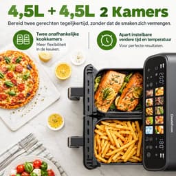 CreateEcom airfryer - heteluchtoven - airfryer oven - heteluchtfriteuse - 9L - Dubbele Korf Oven - Olievrije Friteuse met LED Touchbediening - Zichtbaar Venster — thumbnail 2