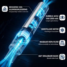 DPLUNIQ Handstofzuiger - Kruimeldief - Stofzuiger - Kruimelzuiger - Draadloos - Incl. Accessoires - 360° - Ultra licht - Grijs — thumbnail 3