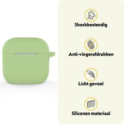 Hoesje Geschikt voor Apple AirPods 5 - Siliconen Hoes met Clip - Silicone Case Cover - Groen — thumbnail 3