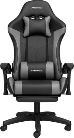RACINGX- Game Stoel Met Voetsteun - Gaming Stoel - Ergonomische Bureaustoel - Gamestoel - Verstelbaar - Gaming Chair - Zwart / Grijs — thumbnail 2