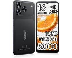CUBOT A50 Smartphone - 16GB(6+10) RAM - 128GB ROM - 6,58" - Android 16 - 5000 mAh - NFC - GPS - mobiele telefoon - Zwart