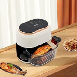 Airfryer Compact - Mini-heteluchtfriteuse - Koken met minder vet - Glazen mand - 4 Liter - Wit — thumbnail 3