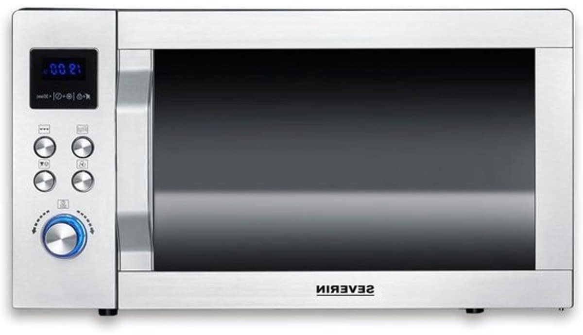 Magnetron met heteluchtfunctie - Magnetron en oven - Maaltijden snel bereiden - Glazen bodem zonder draaiplateau - 25 Liter - Zwart RVS — afbeelding 1