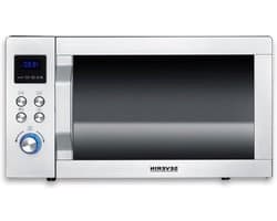 Magnetron met heteluchtfunctie - Magnetron en oven - Maaltijden snel bereiden - Glazen bodem zonder draaiplateau - 25 Liter - Zwart RVS