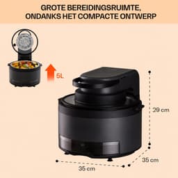 Airfryer Met Stoomfunctie - 5 Liter - 1250 W - 6 Kookprogramma’s - Touchscreen - Timer - Instelbare Temperatuur - Vaatwasserbestendige Onderdelen — thumbnail 2