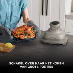 Ninja CRISPi 4-in-1 Glazen Airfryer, 3,8 l en 2,3 l, airfryen, braden, warmhouden en opnieuw krokant maken, compact ontwerp, 2 verwijderbare glazen schalen en deksels, 1700 W - Beige - FN201EUSD2 — thumbnail 3