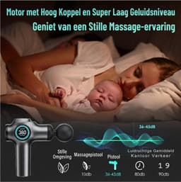 Massage Gun – Perfect voor Rug, Nek, Benen, Sport en Thuis – Stil, Draagbaar Massagepistool –Zwart – 17cm x 13cm x 5cm — thumbnail 5