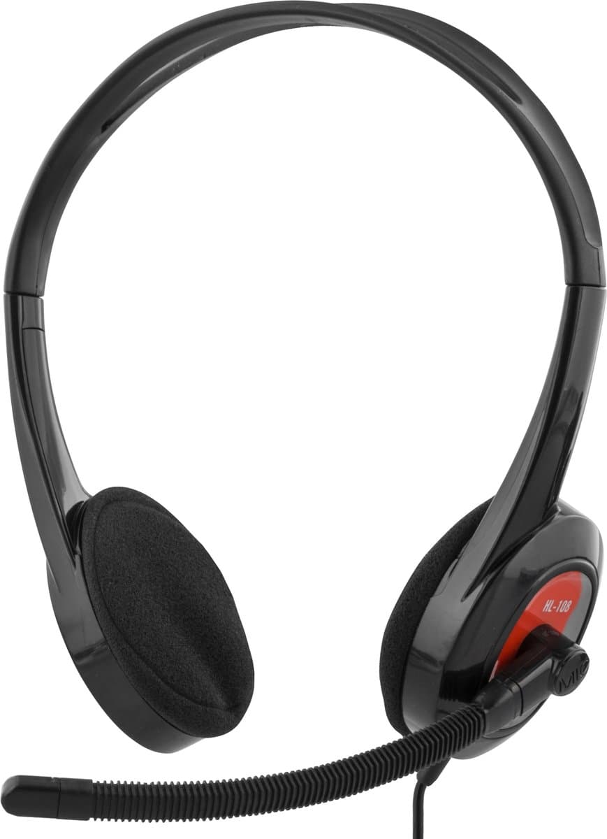 Deltaco HL-108 Stereo Headset - Microfoon - On-Ear - 1x 3,5mm 4-pin - Zwart/Rood — afbeelding 1