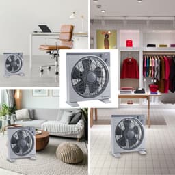 Box Fan Ventilator - 30cm - Kunststof - 3 Snelheden - met Timer - Grijs -veilig propeller afgesloten voor kindervingers. — thumbnail 3
