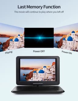 YOTON YD155 Draagbare DVD-Speler Auto - 15,5" Draaibaar HD-Scherm - Accu - 4-6 Uur Speeltijd - Voor SD-kaart/USB/Sync TV - Zwart — thumbnail 3