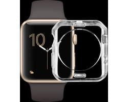 By Qubix - Siliconen Case 42mm - Transparant - Geschikt voor Apple Watch 42mm (series 1 t/m 3) hoesje - screenprotector - Bescherming iWatch - Bescherm hoesje