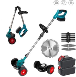 Amolass - Elektrische Grasmaaier - Grastrimmer - 2 Batterijen - 1500W - 12,5cm Diameter - Verstelbaar - Opvouwbaar - Blauw — thumbnail 1