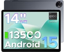 DOOGEE Tab E3 Max - Tablet - 32GB ROM+256GB ROM（2TB TF）- Android 15 - 14 inth IPS - 4G LTE - Gemini AI - Helio G100 - 13500mAh/18W - Quad Speakers - Face ID - 5G Wi-Fi - A GPS - GPS - Grijs